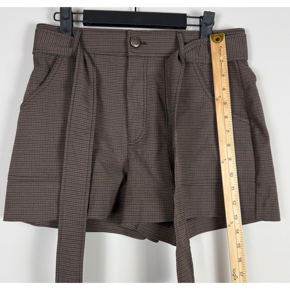 ZARA‎ Brown Houndstooth Belted Shorts Women Size M - Picture 6 of 7